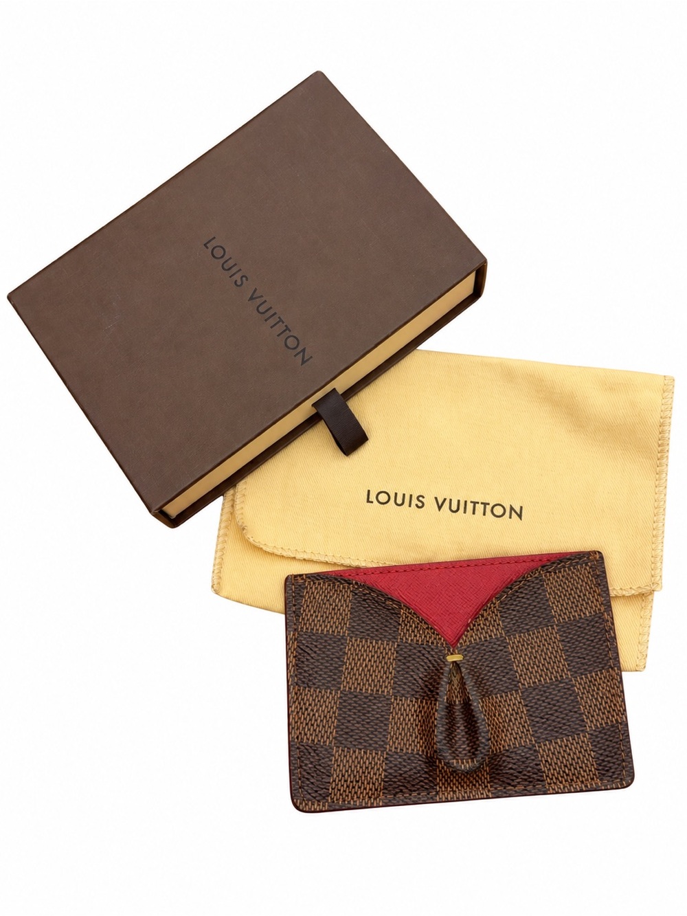 Louis Vuitton Damier Ebene Card & Key Pouch with Red Accent